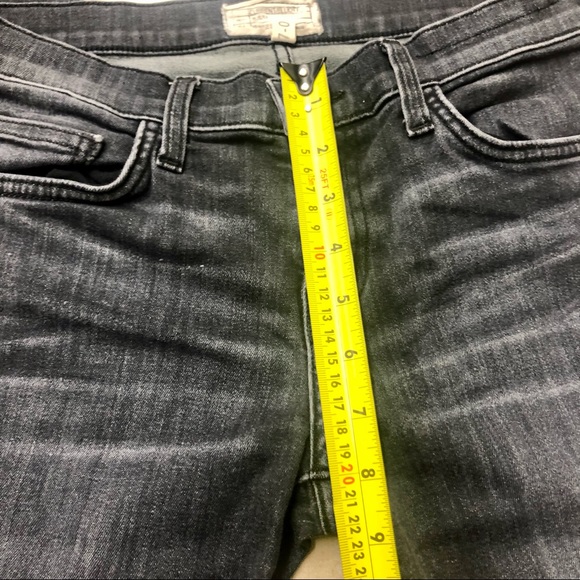 Current/Elliot Cropped Skinny Jeans Distressed Hems Faded Black 27 Waist - Picture 3 of 12